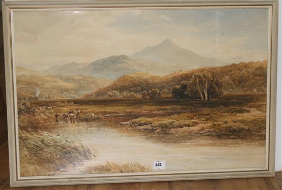 Cattle watering in a landscape 56 x 87cm